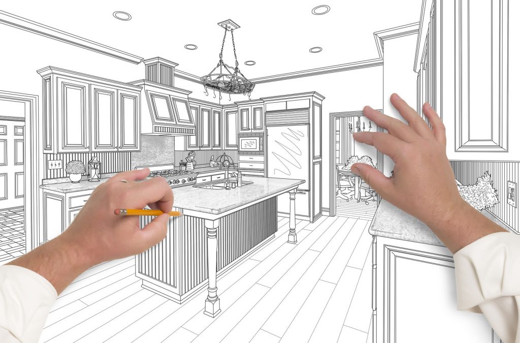 drawing design of kitchen remodel